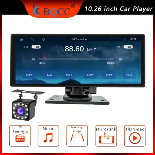 10 26 car stereo for android auto hd video fm transmitter usb tf card slot smart voice control for vehicles aux portable multimedia player