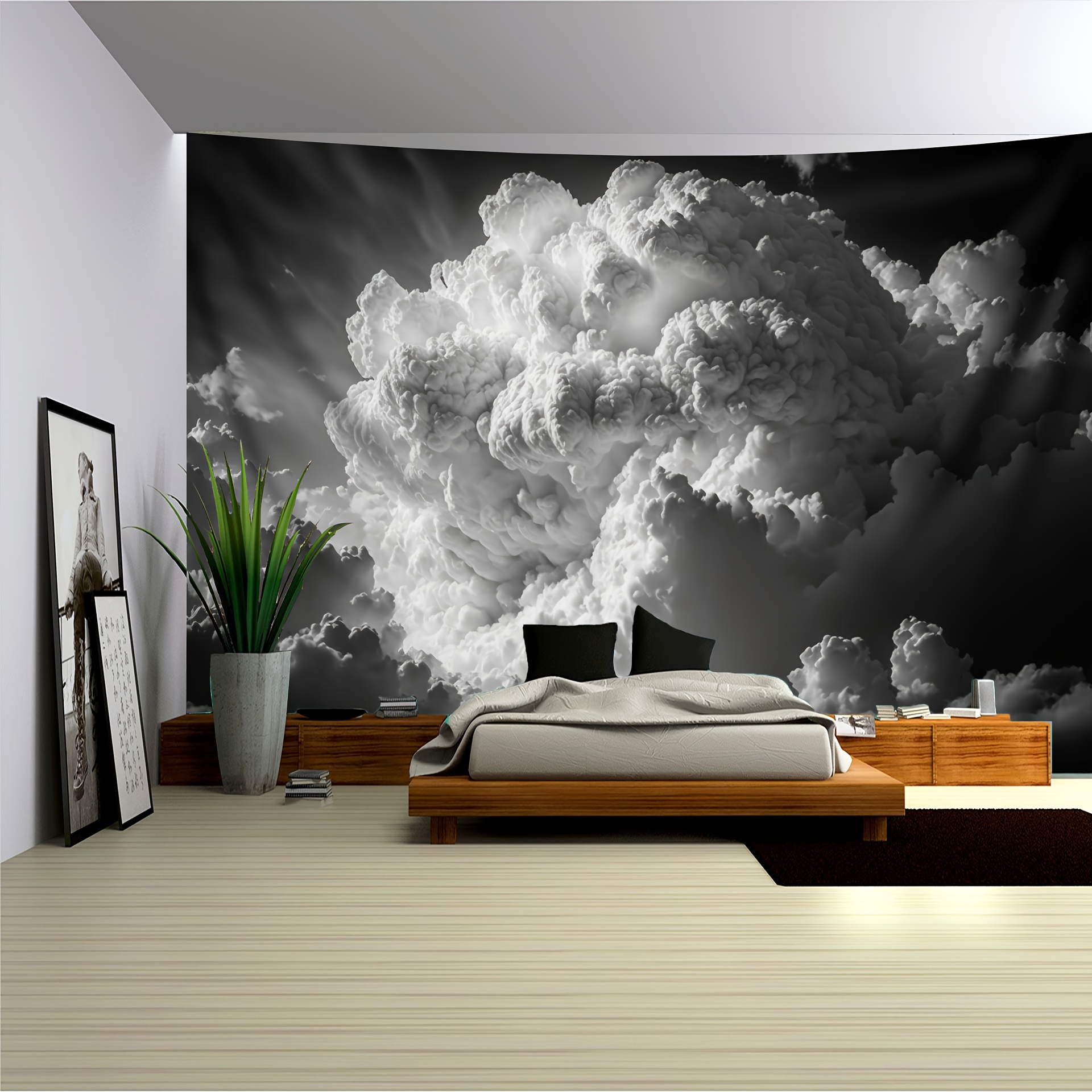 

1pc Cloudy Sky Tapestry, Large Size Photo Background, Bedroom Aesthetic Hanging Tapestry, For Bedroom Office Living Room Home Decor, With Free Accessories