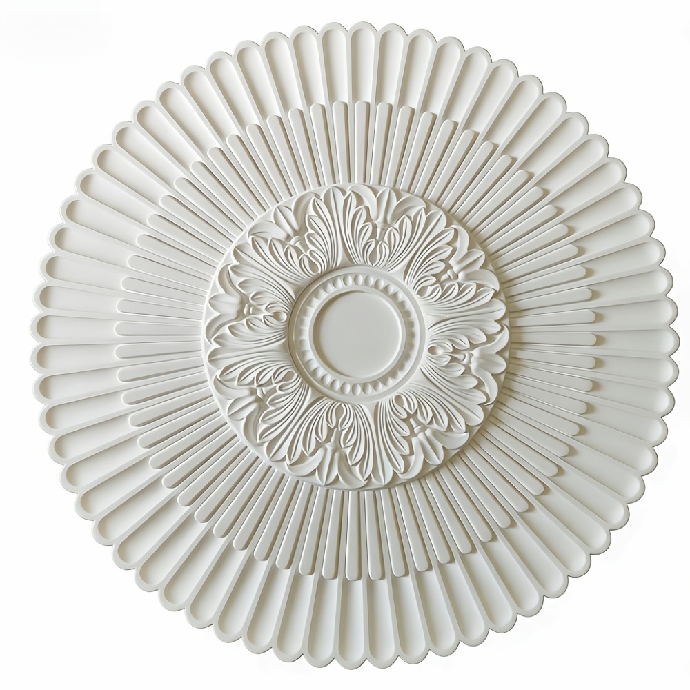 TEMU 1pc Plaque de Plafond Style Français Moyen-Grand de 15,75 pouces, Plaque Décorative - Motif Floral, Luminaire Suspendu et Base d'Éclairage de
