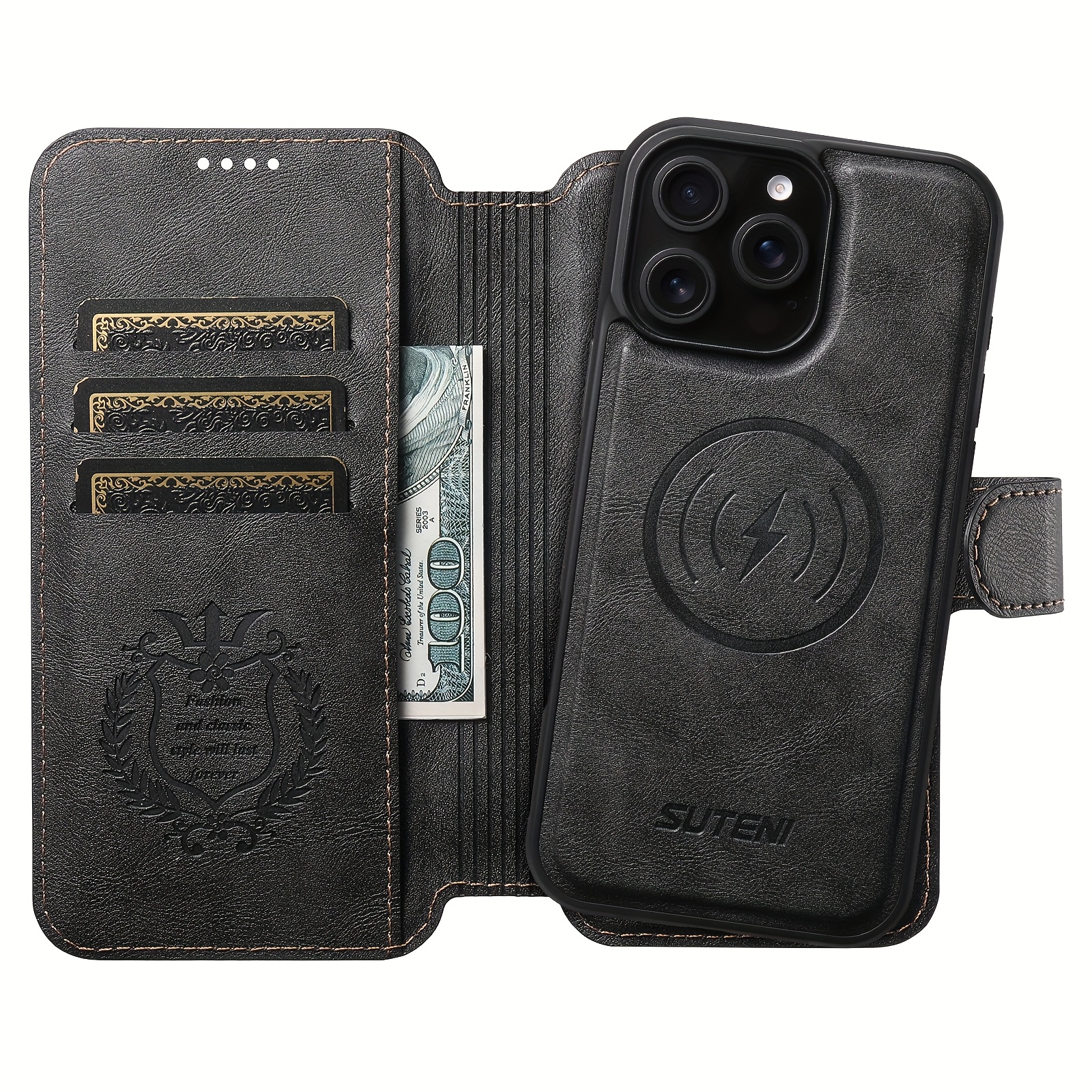 TEMU Phone Case - A Cute Synthetic Faux Leather Phone Case That Combines Oil Wax And Functions As A Wallet And Card Holder, Suitable For Iphone 16,