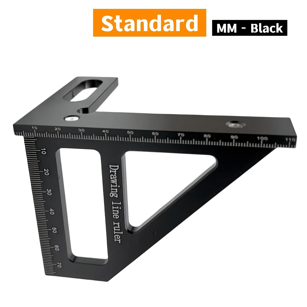 TEMU Équerre de menuiserie en d'aluminium avec rapporteur 45/90 degrés, équerre de , triangle à onglet, règle à trous, traceur de trous de pour
