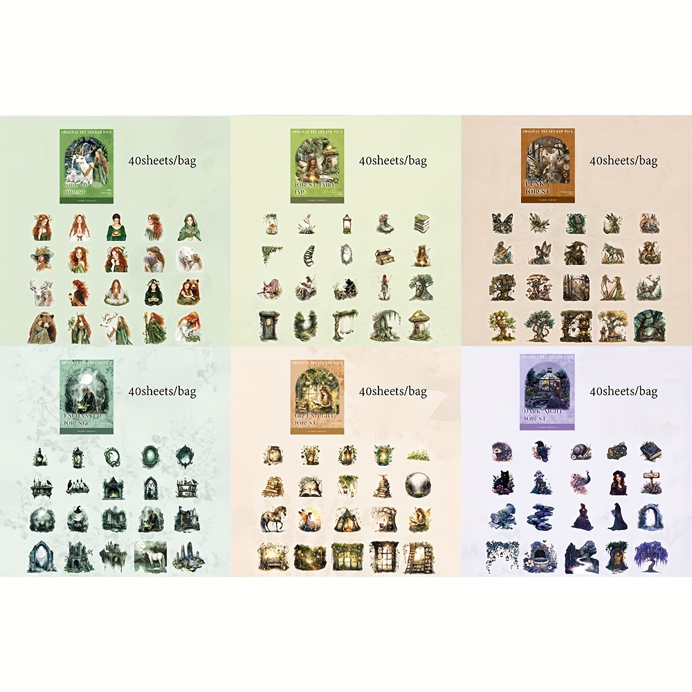 Image of (240 Sheets) Pet Stickers, Series, Vintage Scenery Stickers, Additions, Collage Album Junk Journal Decoration For Phone Case Water Bottle Car Cup Computer Guitar Bicycle Skateboard Luggage Journal