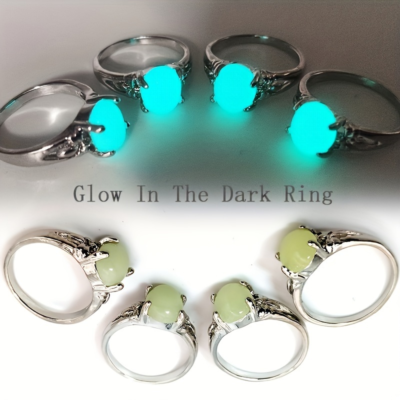 

Glow-in-the-dark Stone Rings For Men Women -25/50pcs, Assorted Sizes 16mm-20mm Luminous Unisex Finger Rings, Vintage Style Alloy Fashion Accessory For Everyday Wear & Party Gift