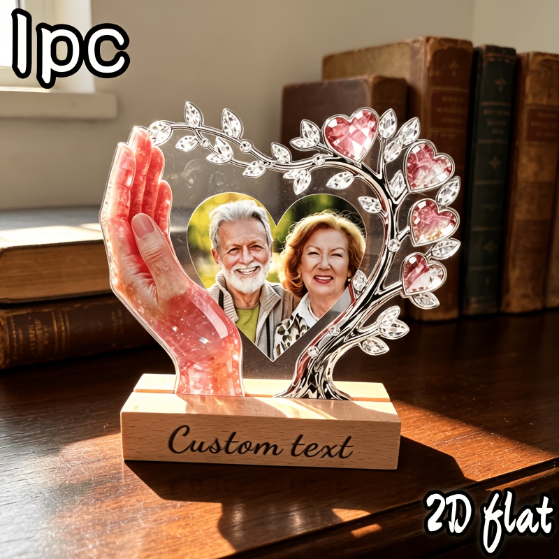 Image of 2d Flat 1pc - A Thoughtful Keepsake Gift! Hold Love In Of Your Hand! Custom Photo Ornament In Of A , Can Hold Couple Photos + Self- Text, An Commemorative Gift For , To Your