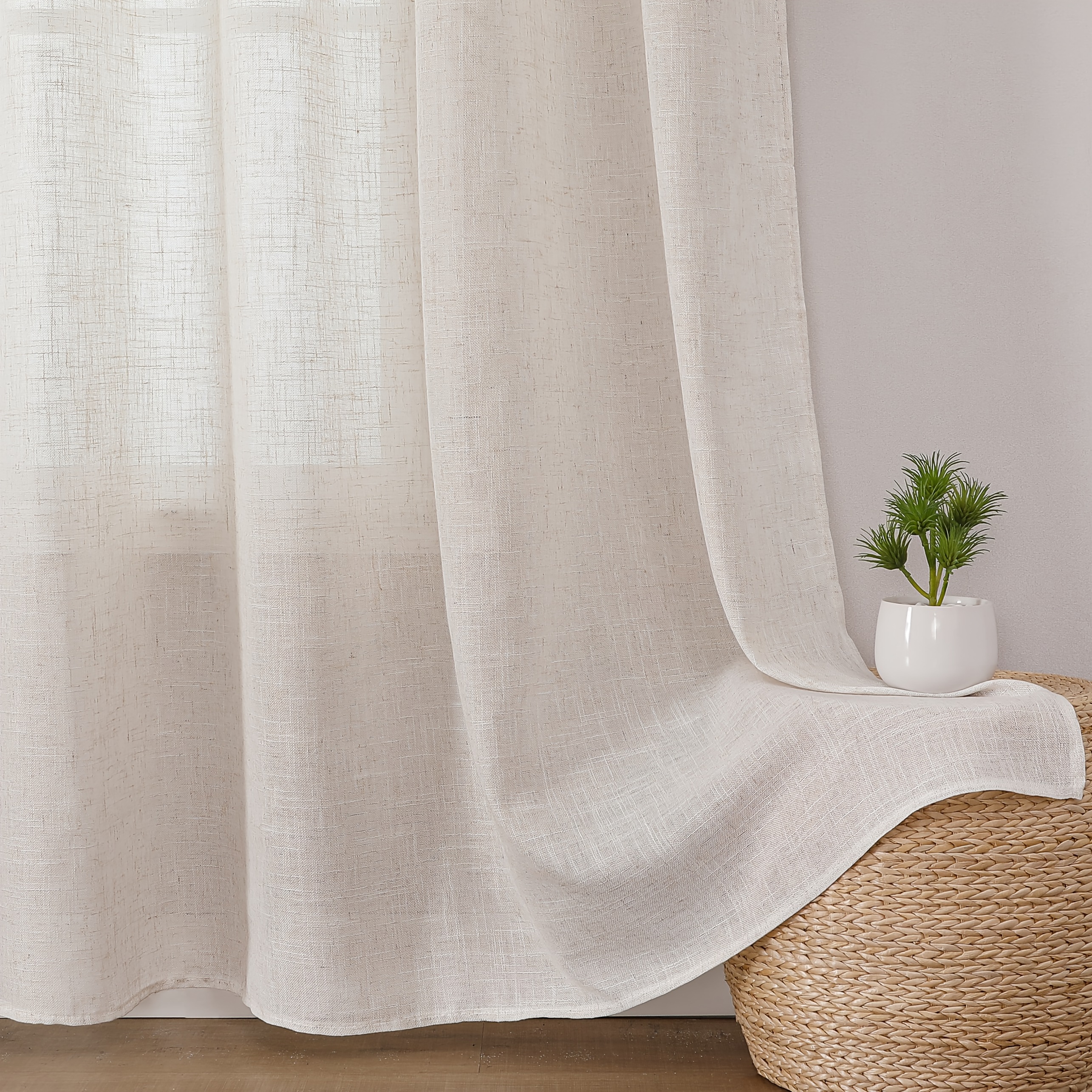 2pcs Large Tassel Sheer Curtains, Light-Filtering but Not See-Through, Window Voile for Privacy, Multiple Sizes, Easy to Install. Suitable for Hotels, Offices, Schools, Rural Churches, Living Rooms, Bedrooms, Kitchens, Balconies, and General Use