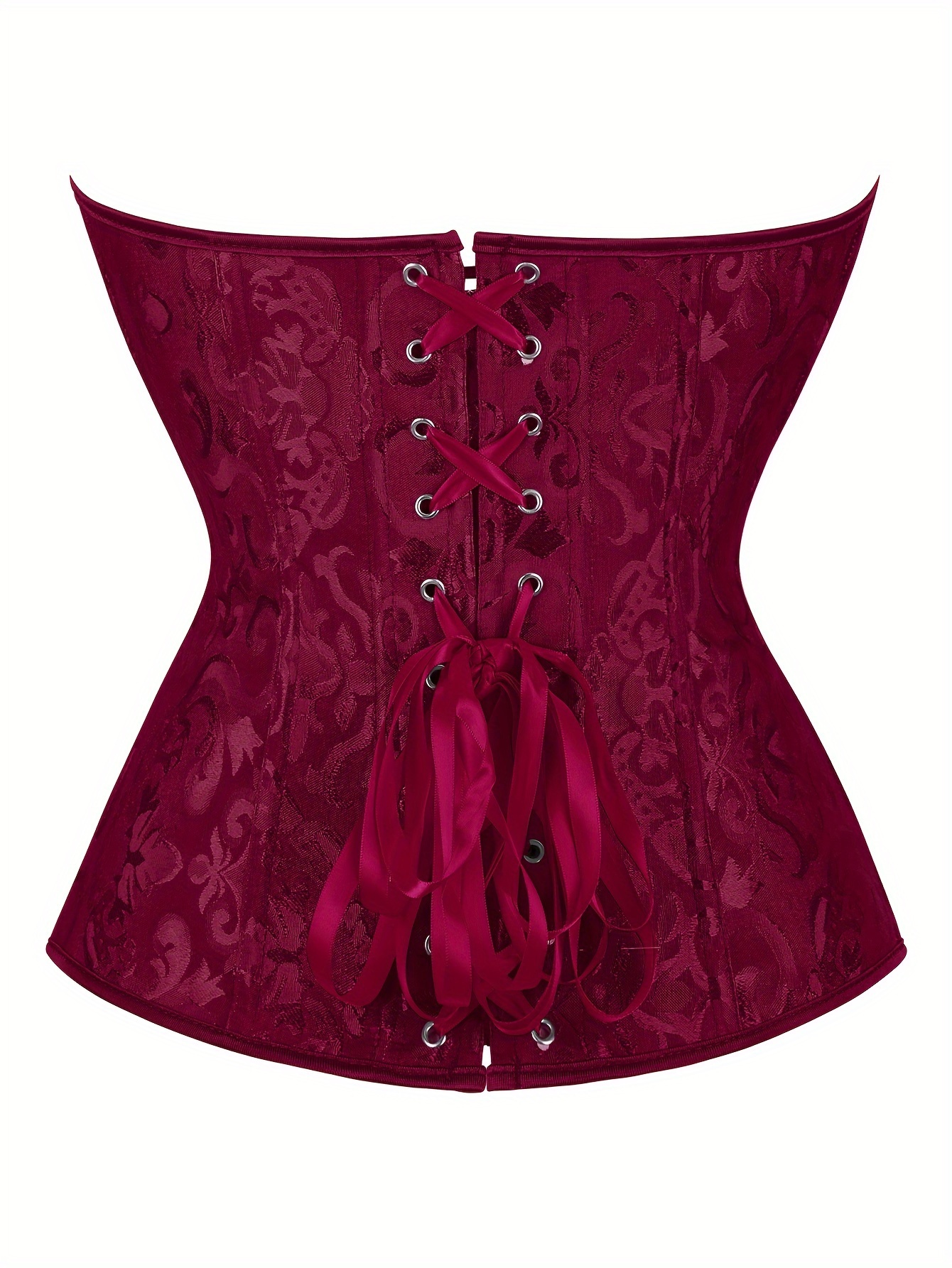 Jacquard floral bustier bra without straps, elegant straight-neck top with laces and curved hem, Women's clothing, Carnival
