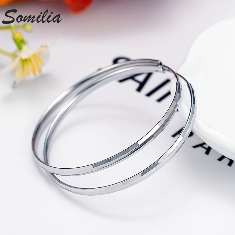 Women's Silver-Plated Large Circle Fashion Earrings