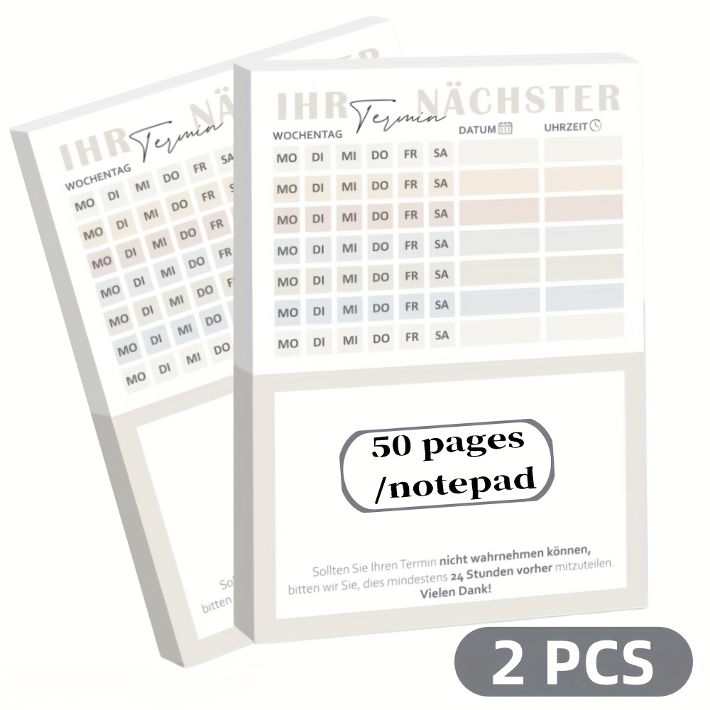 2 Appointment Books / Each Sheet Contains 7 Appointment Slots, Suitable For Beauty Salons, Barbershops, And Other Appointment Scheduling Needs. German