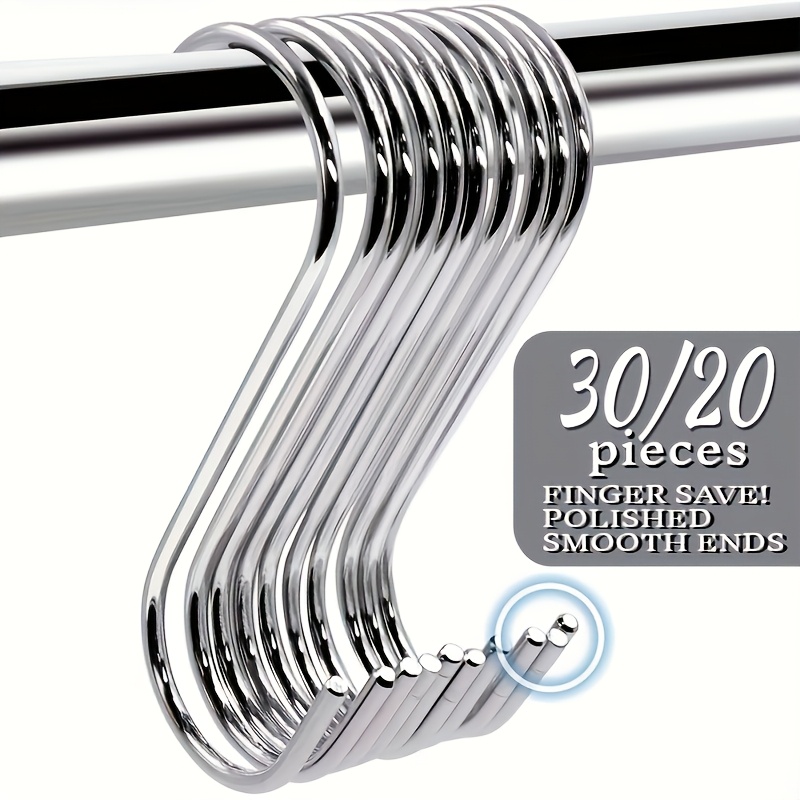 TEMU 30/20pcs Of Stainless Steel Hooks, Heavy-duty Metal Hooks, Hooks For Kitchen, Bathroom, Bedroom And Office, Hook Hardware With For Kitchen, Office, Bathroom And Bedroom