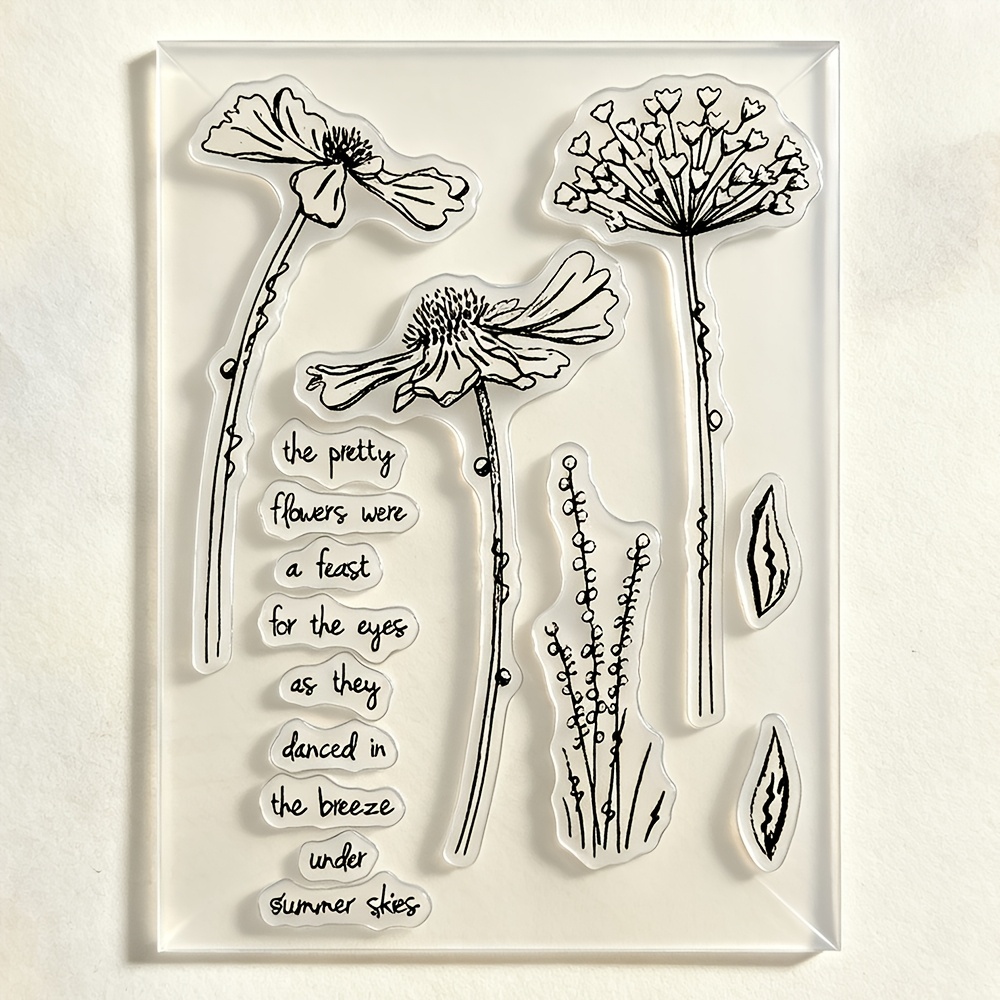 TEMU A Clear Stamp With A Beautiful Dandelion Flower In A Vintage Diary Style, Classic For Scrapbooking, Crafts, Postcards, And Greeting Card Making