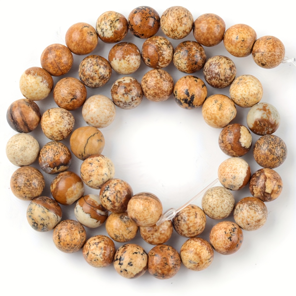 TEMU 4-12mm Natural Picture Jasper Round Stone Beads For Jewelry Making Diy Bracelets Necklaces Handcrafts Accessories 15inches