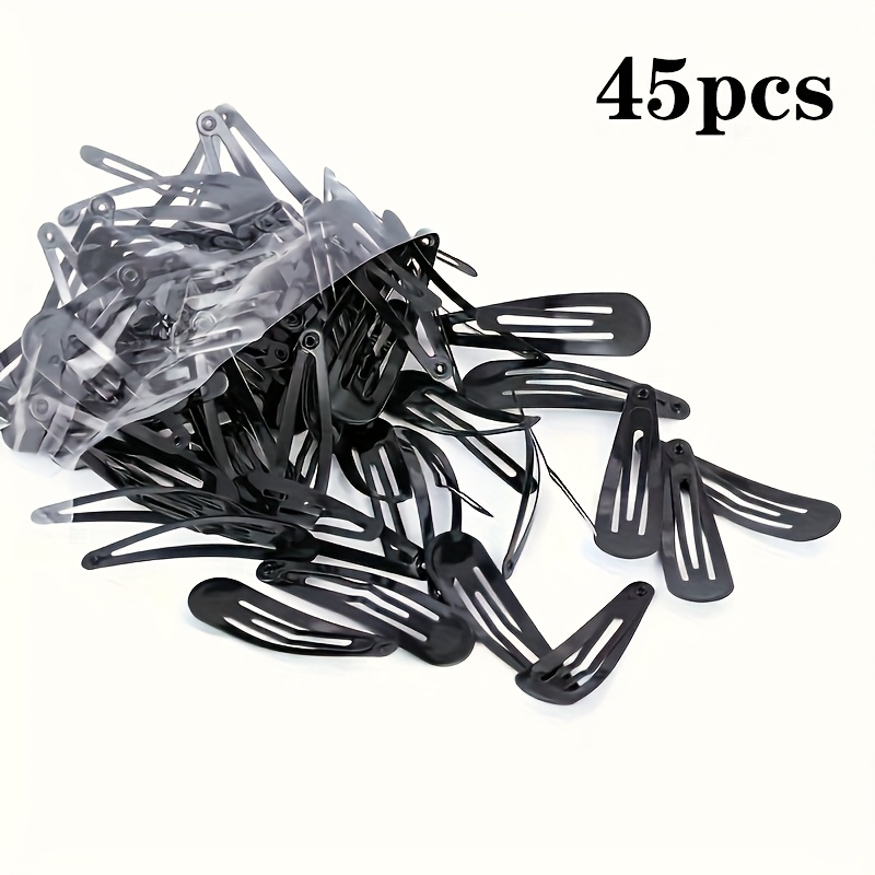 E-shop 45 Stück Schwarze Tränenform BB-Clips, Haken Oval Gerade Haarklammern, Pony-Clips, DIY Haaraccessoires