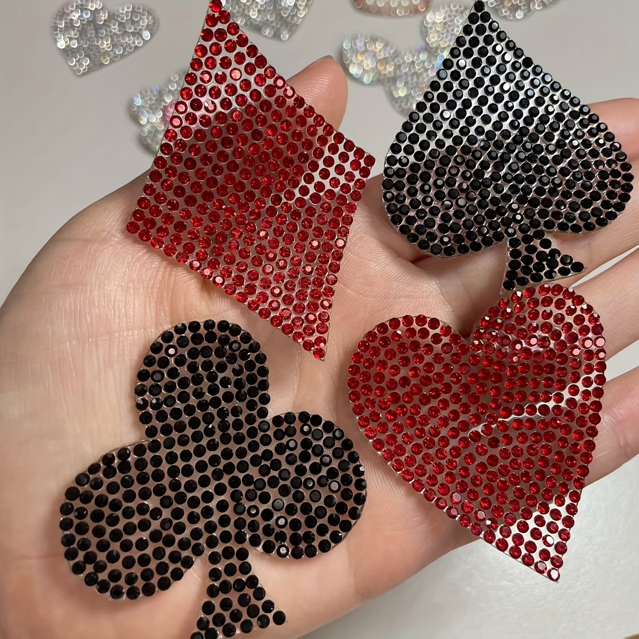 Image of Set Of 4 Sparkling Rhinestone Crystals With Self-adhesive Backing, Perfect For Projects, Apparel, Bags, And Craft Embellishments
