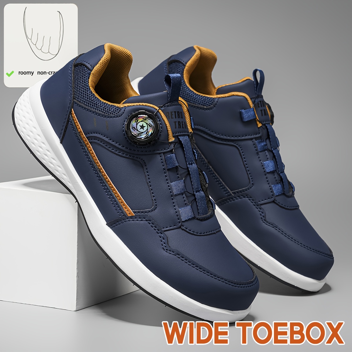 Men's Large-Size Wide-Fit Sneakers, Stylish Design