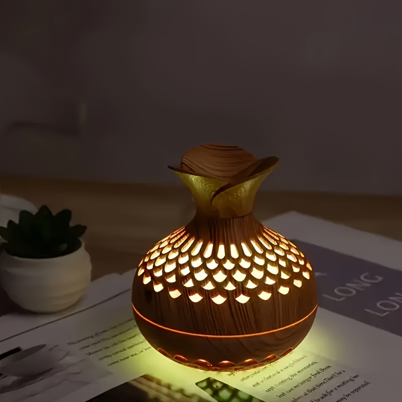 Diffuzor de Aromaterapie Elegant din Lemn cu Iluminare Ambientală LED în 7 Culori și 2 Moduri de Ceată - Design Compact Alimentat prin USB pentru Acasă, Birou, Mașină - Cadoul Perfect de Ziua Îndrăgostiților și Anul Nou, Umidificator Decorativ, Difuzor de Miros, Accesoriu Modern pentru Birou, Ceată de Înaltă Calitate