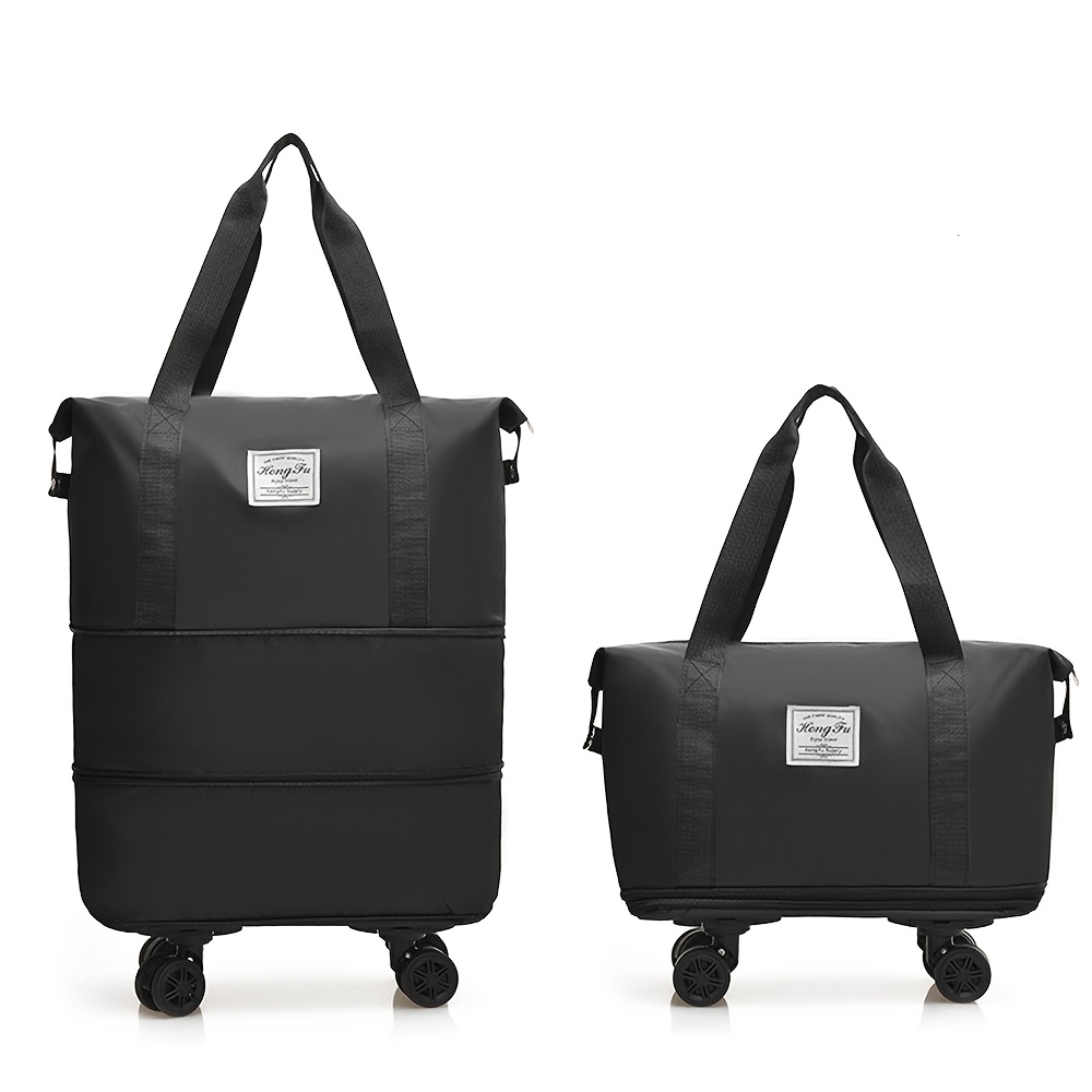 Image of Portable Fitness Bag With 3-tier Expansion & Detachable Wheel System - Large-capacity Oxford Cloth Handbag Suitable For Gym, Travel, Shopping, Tote For Gear, Groceries, Malls - Wheel For And