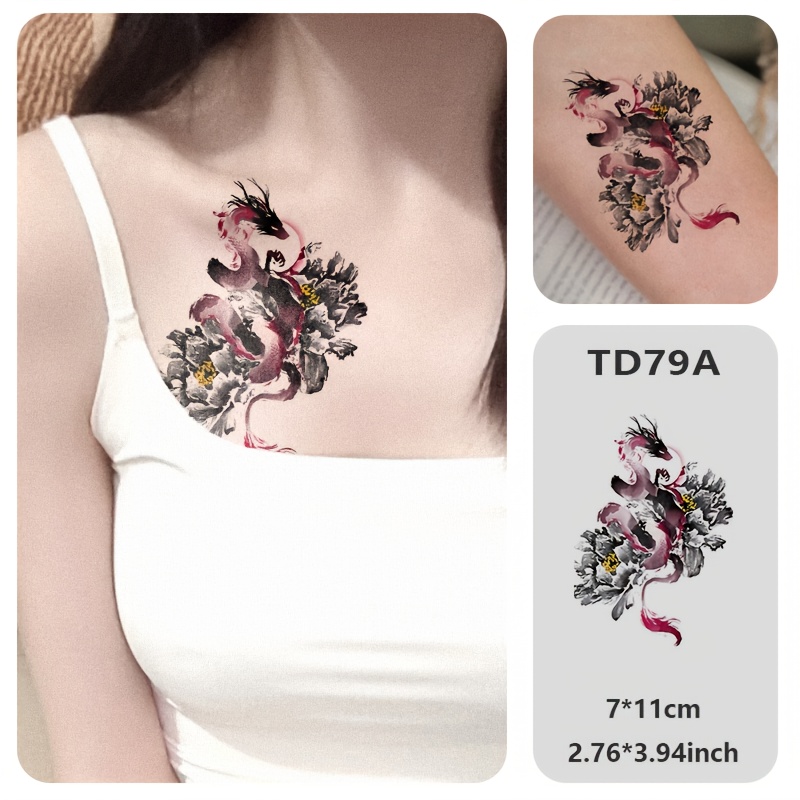 item picture a plum   dot dragon tattoo sticker suitable for   chest and more ideal for   and activities waterproof sweatproof and rub resistant