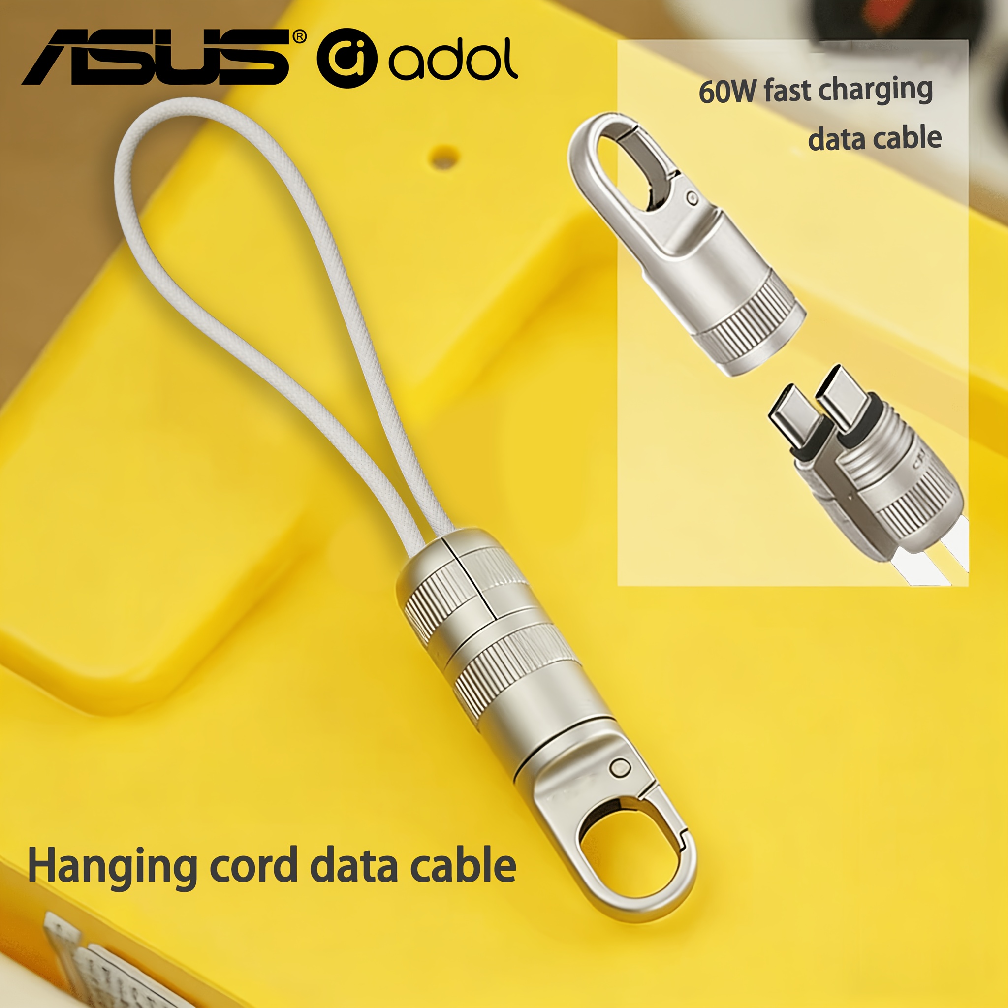 Asus Charging Cables For Iphone 15-17 Series Phones, Notebook Data Cables, A New 60w Fast Charging Lanyard Woven Cable, Convenient Carrying Data Cables, And Dual Type-c Interfaces