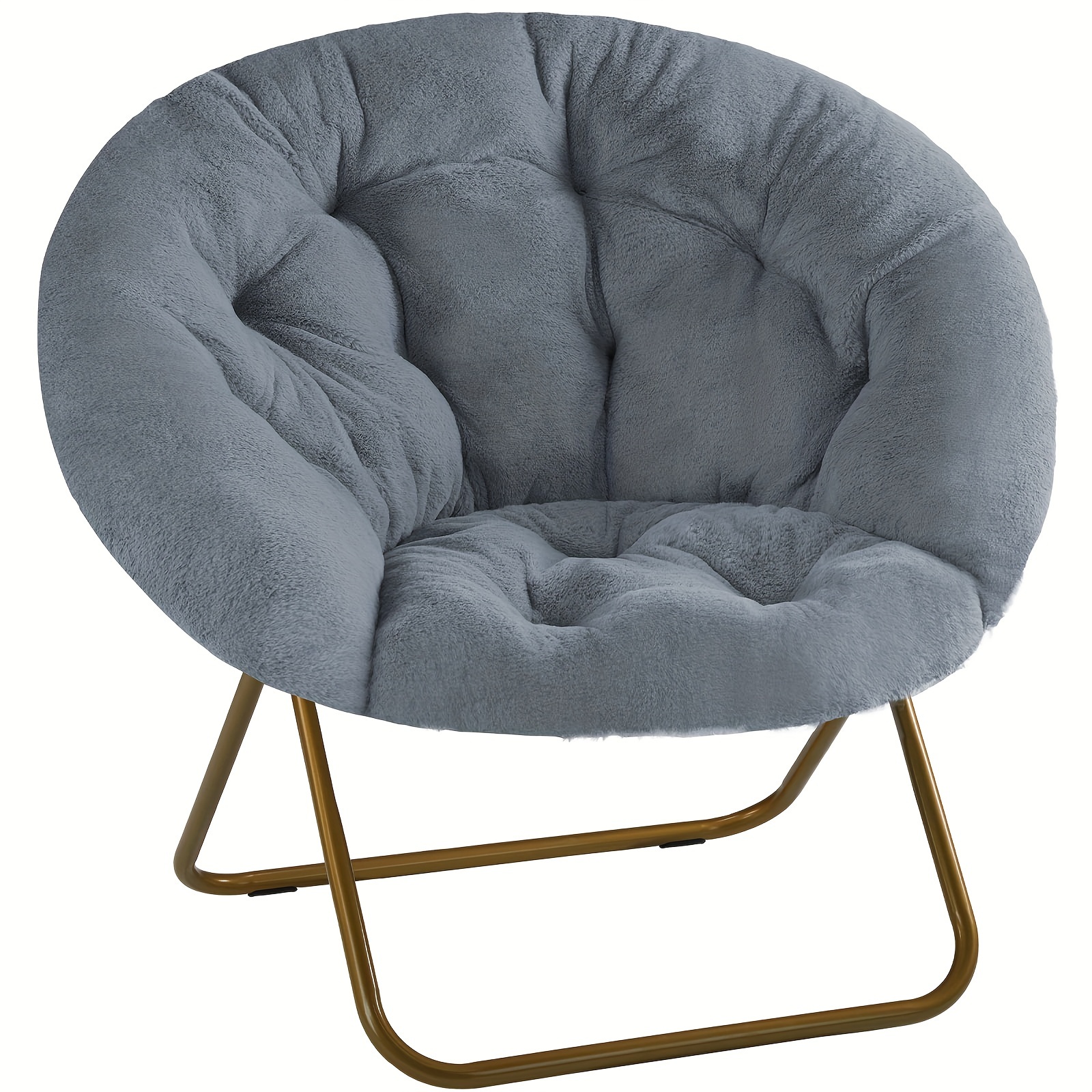 

Smug Cozy Saucer Chairs Faux Fur Living Room Reading Lounge Furniture Folding Comfy With Soft Thick Padded Seat Metal Frame Modern Style For Bedroom Home Adults, Dark Grey