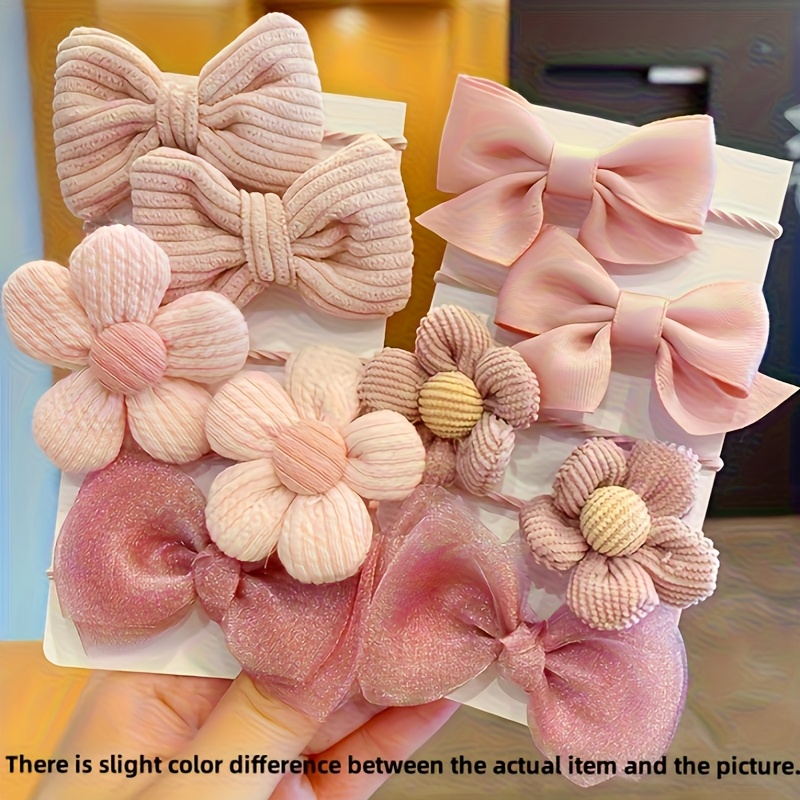 10pcs set of fabric flower hair accessories for girls featuring cute hair ties that   damage hair   ponytails Product details 0