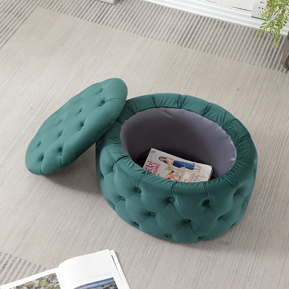 oval storage ottoman button tufted footrest stool for living room Product details 2