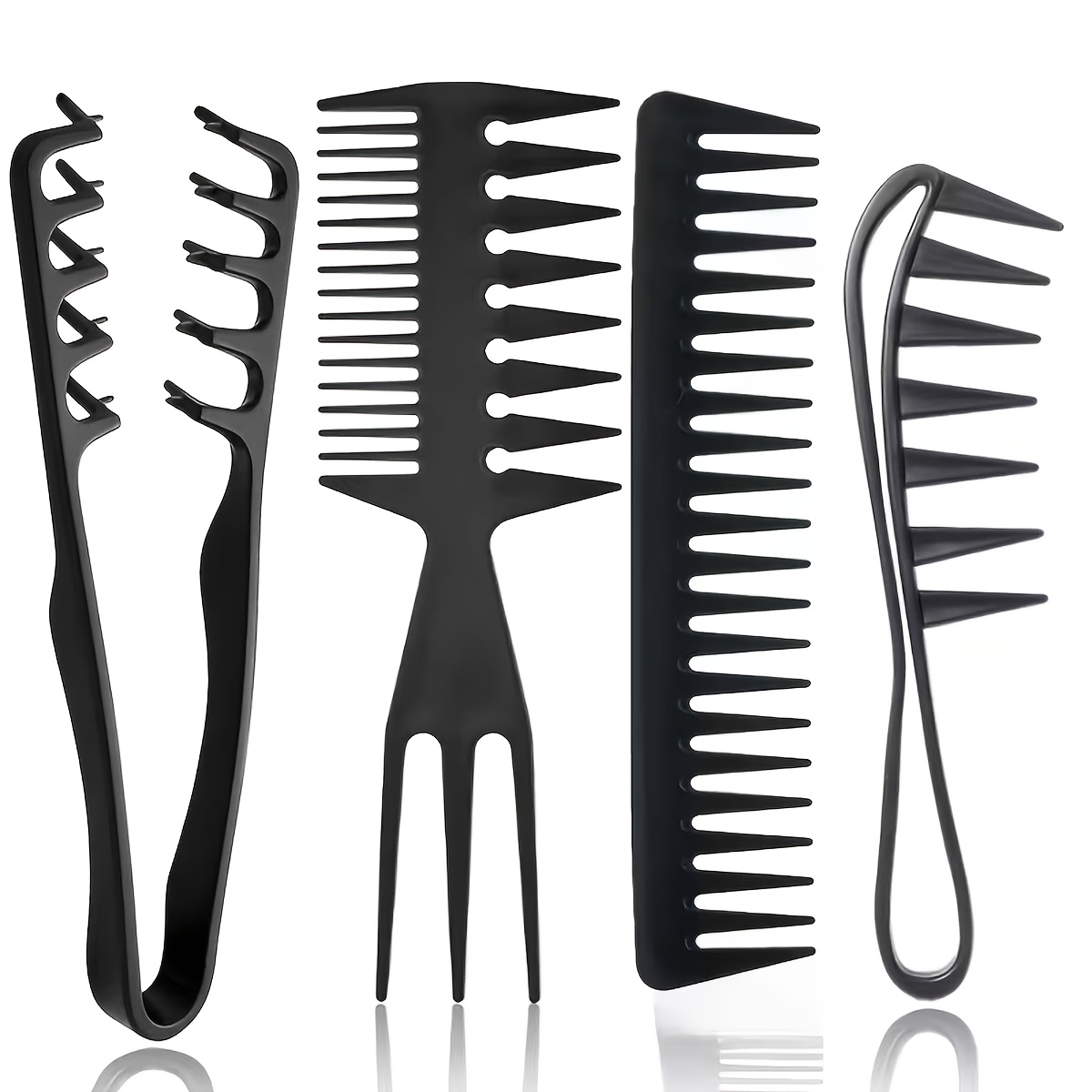 TEMU 4pcs Salon Hairdressing Men' Styling Comb Set, Texture Oil Head Wide-tooth Comb Oil Head Comb Airplane Head Back Hair Styling Texture Comb, Hair