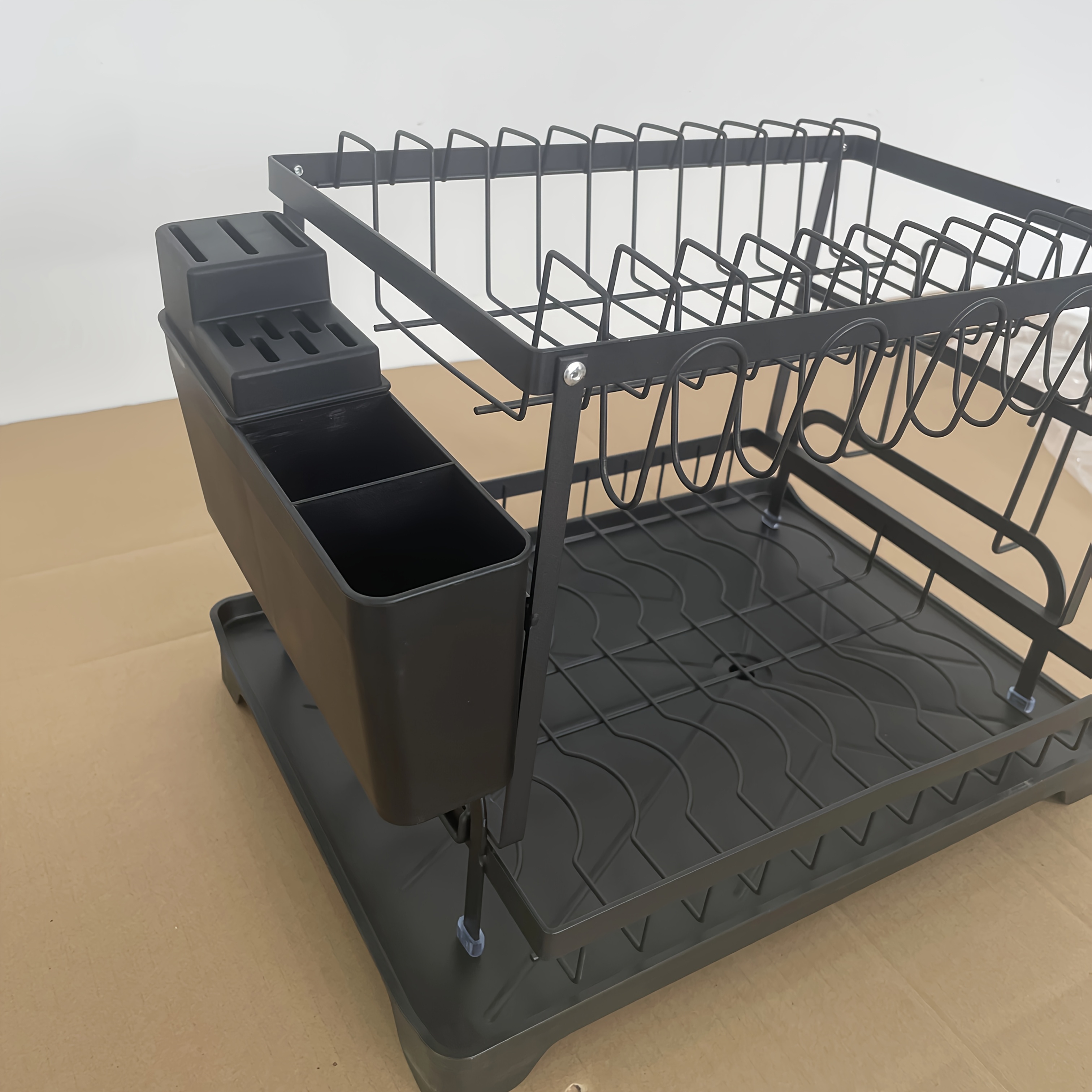 2 tier dish drying   large stainless steel dish rack for kitchen counter   with   detachable carbon steel kitchen organizer for dishes cups cutlery space saving kitchen organizers and storage Product details 1