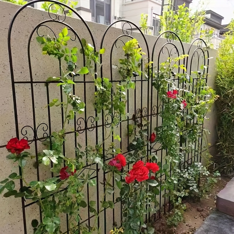 Costway 2 PCS Garden Trellis For Climbing Plants Rustproof Metal Plant Support Frame Natural