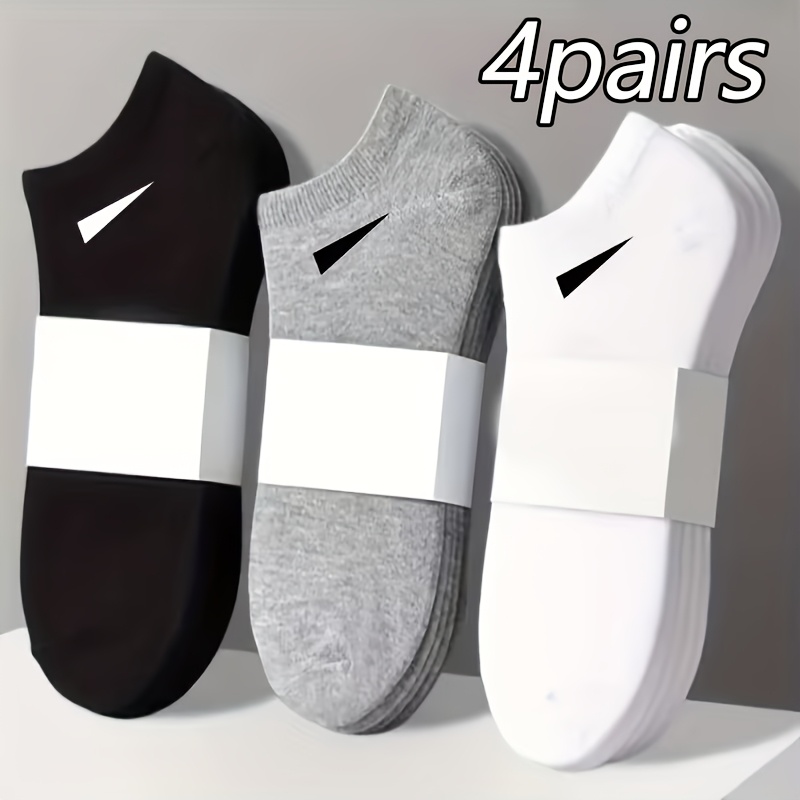 E-shop 4 Paar Unisex Unsichtbare Knöchelsocken, geeignet für Freizeit- & formelle Kleidung, Fitness, Reisen – einfarbige Socken für Herren & Damen (,