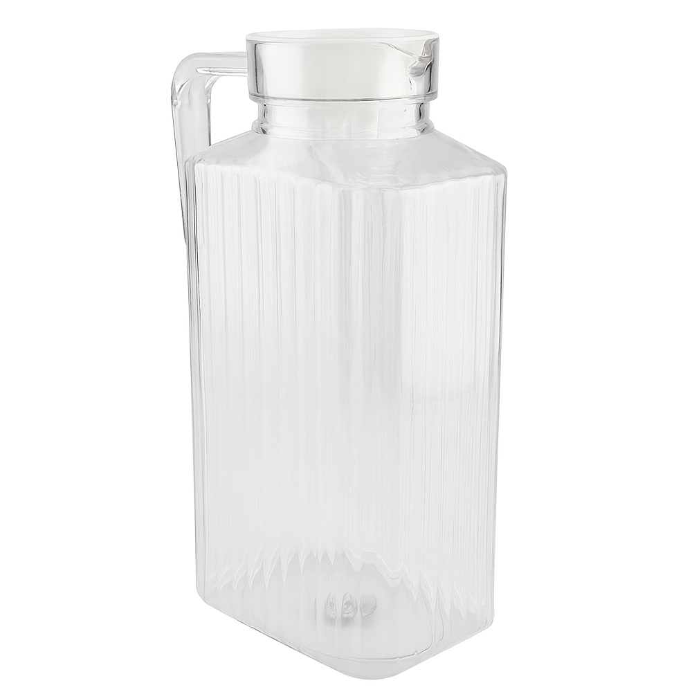 TEMU Transparent Water Pitcher, Vertical Pc Body With White Lid Design, Large Capacity Heat-resistant And Protective, Room Table, Office, Outdoor