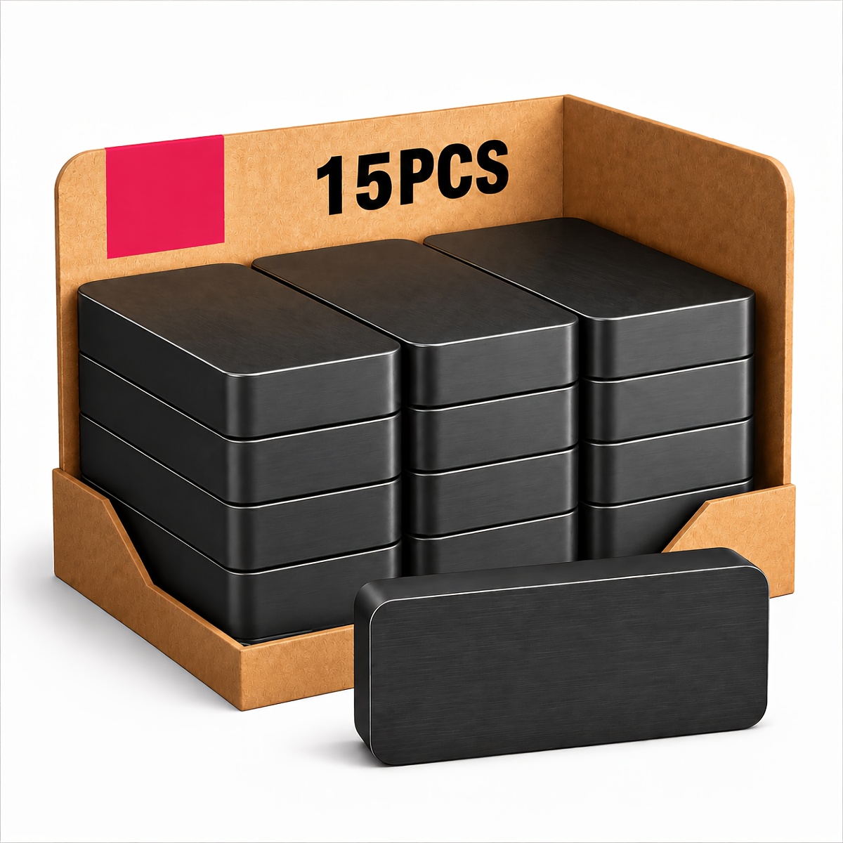 TEMU 15pcs Set Of Black Rectangular Magnets, Multifunctional Flat Block Magnets, Suitable For Refrigerators, Toolboxes, And Photos