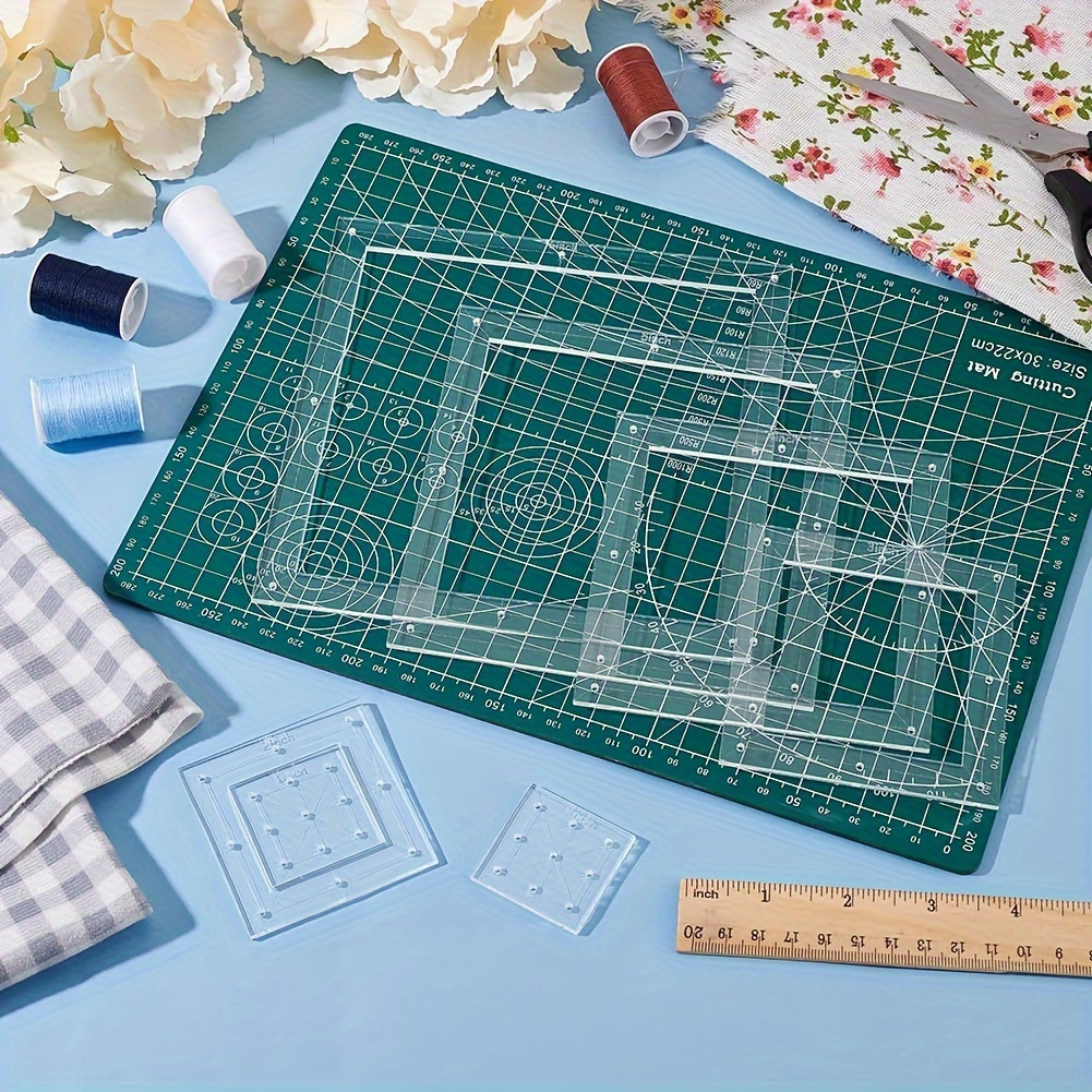 

6-piece Square Quilting Template Set, Acrylic Embroidery Drawing Tools (1" To 6"), Transparent, 0.11" Thick - Ideal For Hand Quilting & Crafts