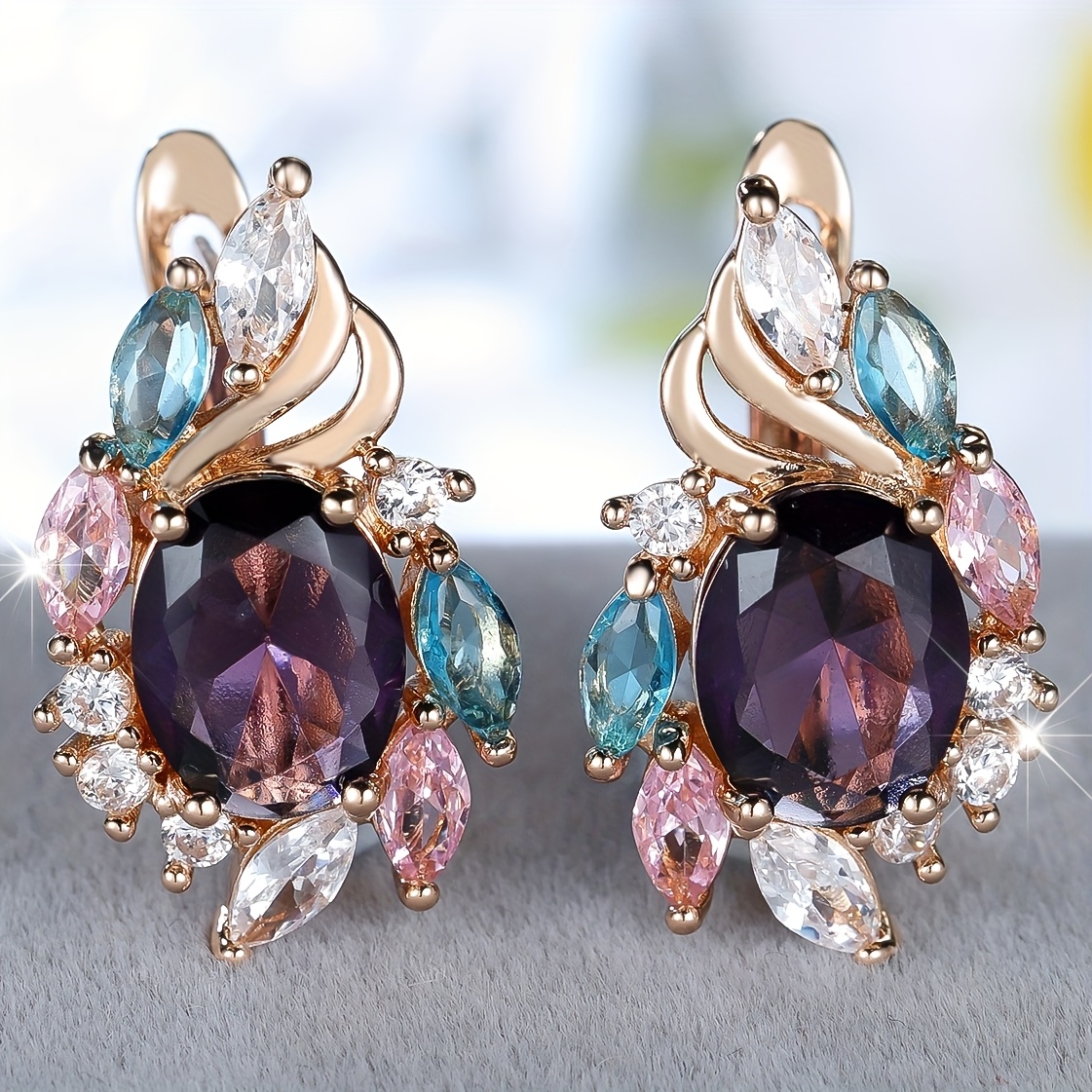 TEMU A Pair Of Synthetic Synthetic Zirconia Inlaid Earrings For Women, Classic Elegant Luxury Personality Fashion Simple Versatile Exquisite Jewelry,