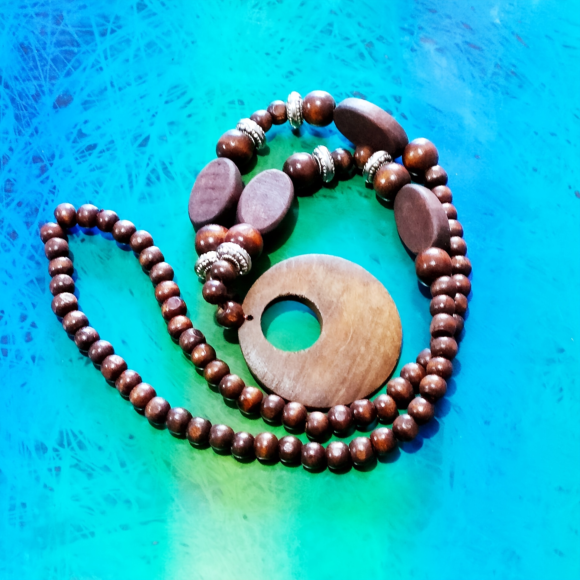 Men's Ethnic Style Wooden Sweater Chain Necklace