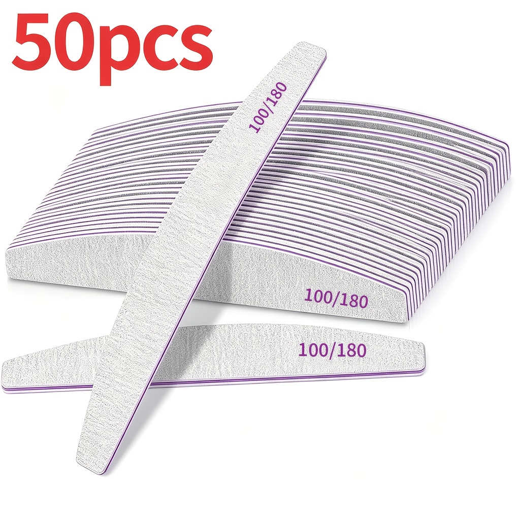 TEMU 50 Pack Double-sided Nail Files, Grit Professional Emery Boards For Natural And Acrylic Nails, Reusable Manicure And Pedicure Tool For Shaping