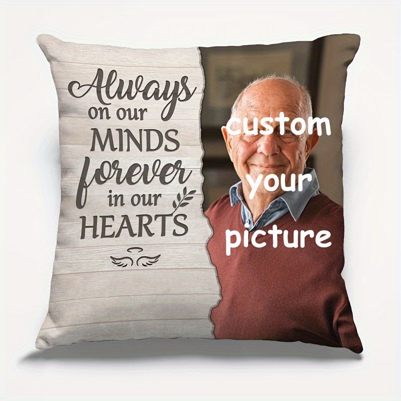 

Single-sided Printing Custom Photo When You Miss Me I'm Here Sympathy Gift For Family Members Super soft short plush throw pillow loss 18x18 inch (no pillow core)