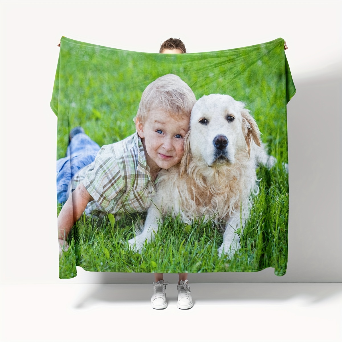 personalized 280g flannel blanket custom family couple photos soft cozy   throw breathable tear resistant machine washable details 4