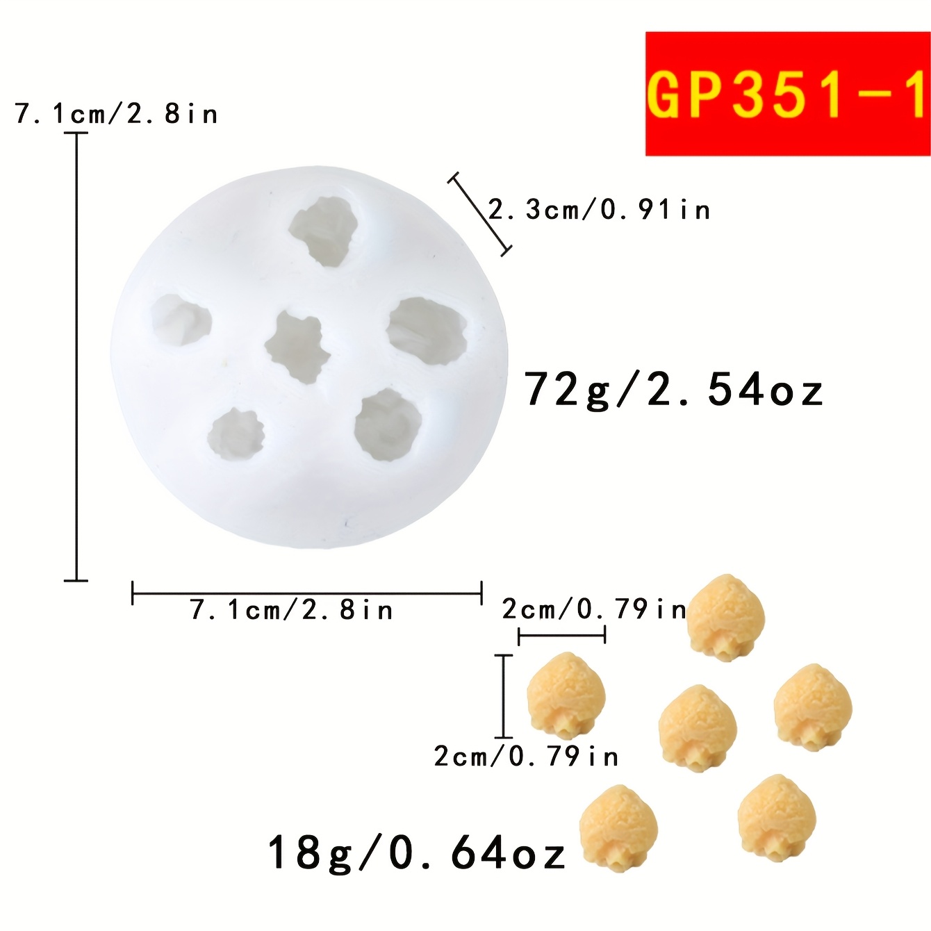 Silicone Mold In Of Popcorn With 12 Cavities, Ideal For Making Candles, Wax Melts, And Soap