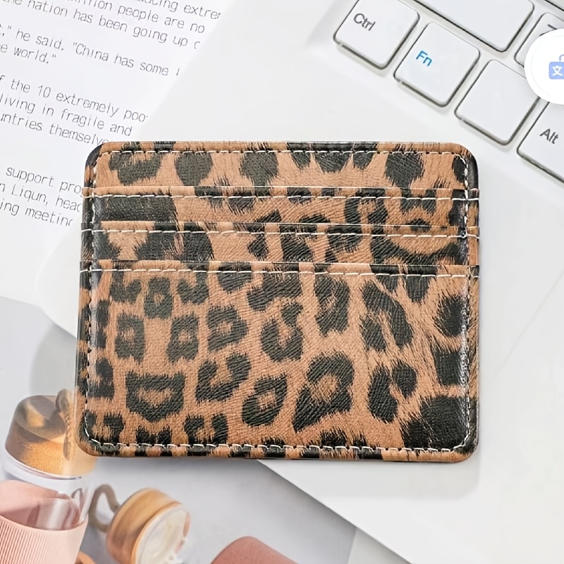 Image of 1pc Multi-card Slots Daily Bank Card Organizer Unisex Leopard Print Print Card Holder Card Holder Wallet Business Card Holder Credit Card Holder Card Holder Mini Wallet Card Wallet