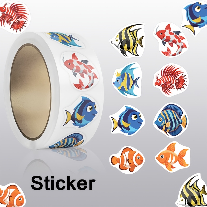 TEMU A Roll Of 500 -themed Stickers, Featuring Clownfish And . Suitable For Decorating Phone Cases, Luggage, Water Bottles, Aquariums, And Journals.