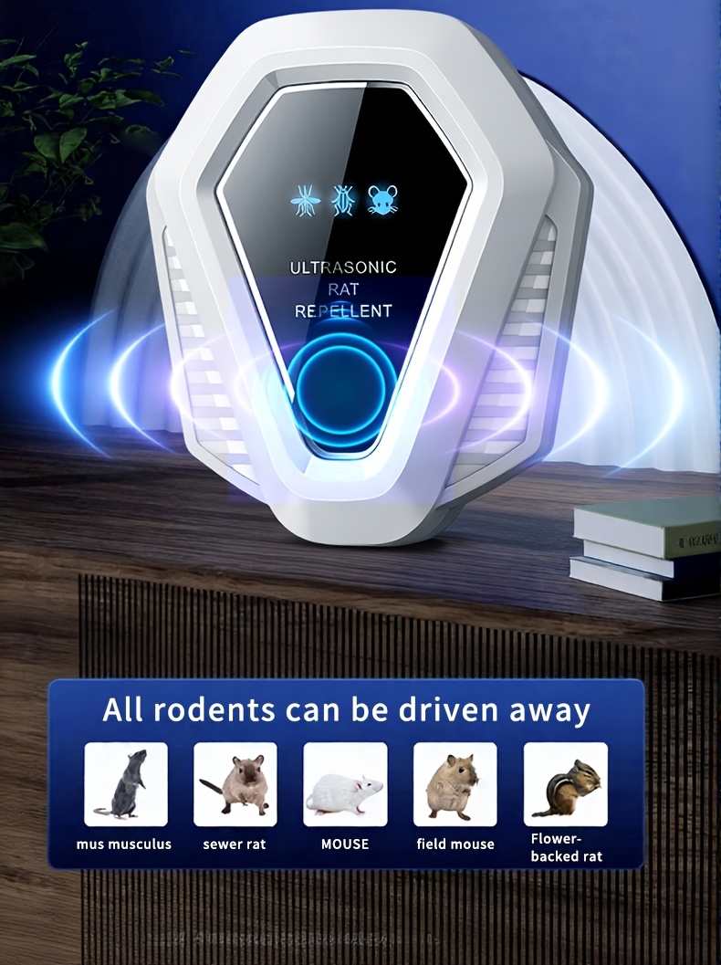 High-Tech Electronic Cat, White | Multi-Frequency Ultrasonic Pest Repeller, USB Powered, with AI Dynamic Frequency Adjustment, Safe for Humans and Pets, Effective Against Mice, Flies, Cockroaches, and More