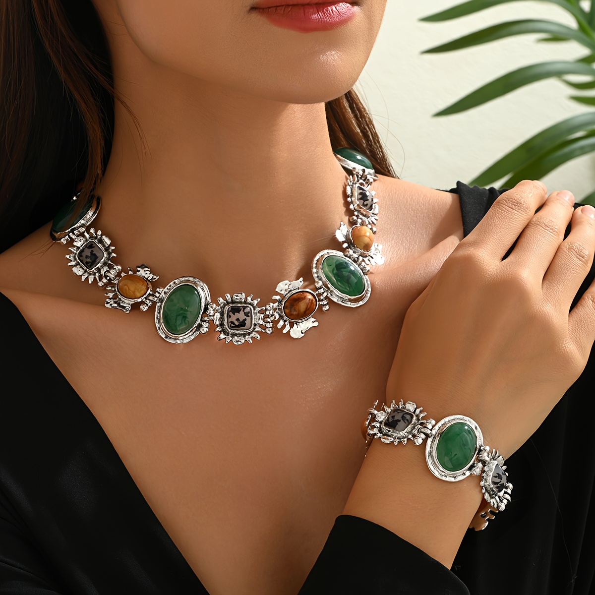 2pcs Exaggerated Elegant Punk Gothic Style Jewelry Set