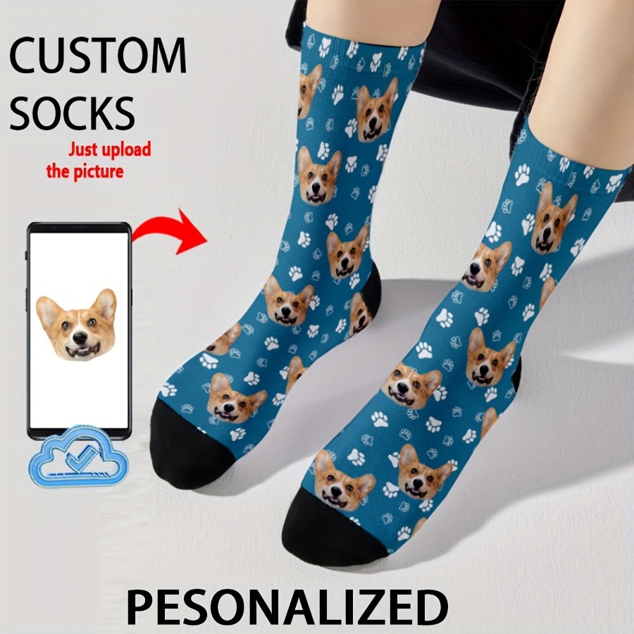 TEMU 1 Par de Calcetines Personalizados con Foto de Pareja - Calcetines Mid-Calf con , Carga Tu Propia Imagen, Regalo Ideal para San Valentín/ para