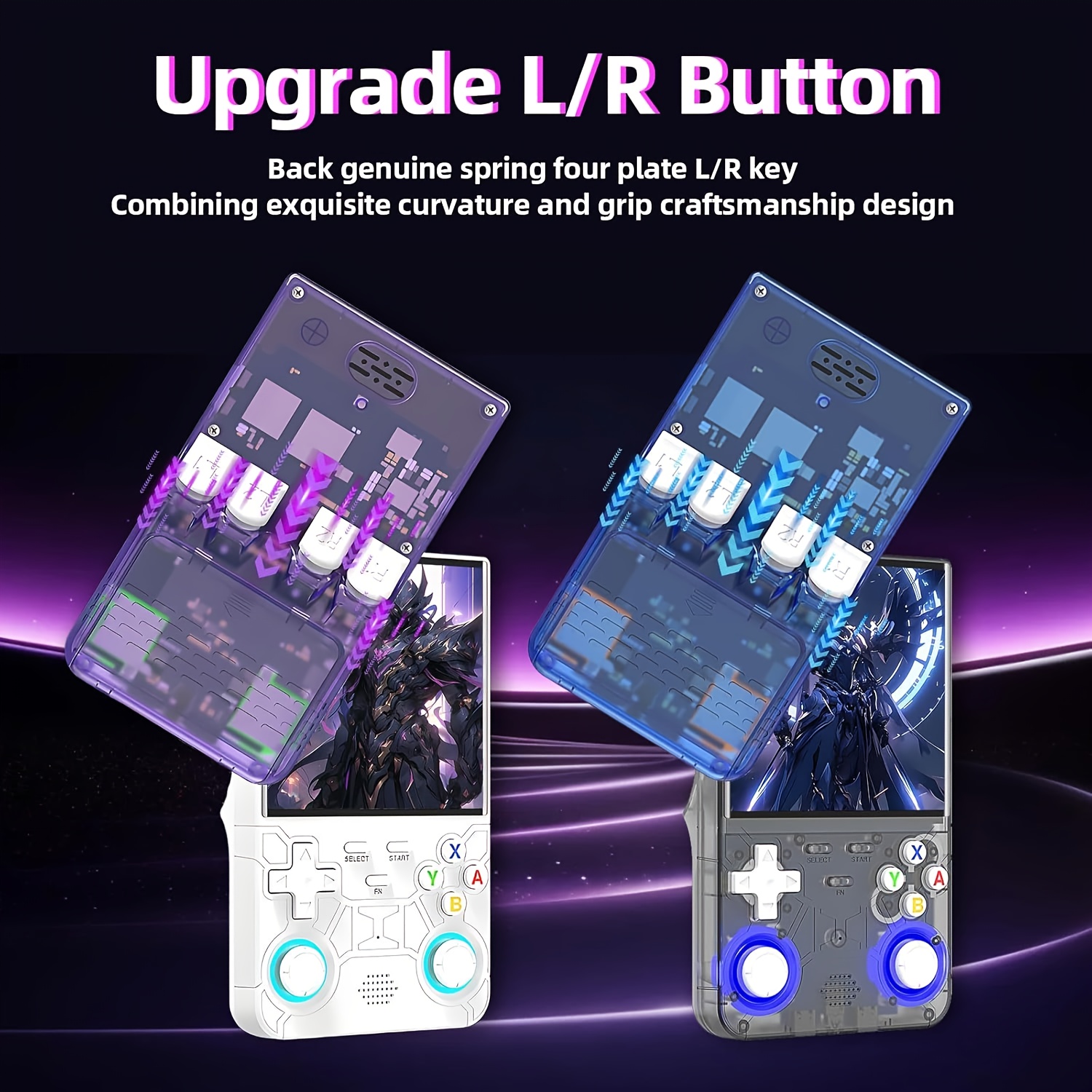 FETIOST R36 Ultra Handheld Game Console - 4-inch HD Screen, 64GB/128GB Storage, 3500mAh Battery, 10+ Emulators (PS2/PS1/N64/GBA/PSP/PC/), Dual 3D Joysticks, Portable Gaming System for PC-Free Play (White/Purple/Blue/Black)