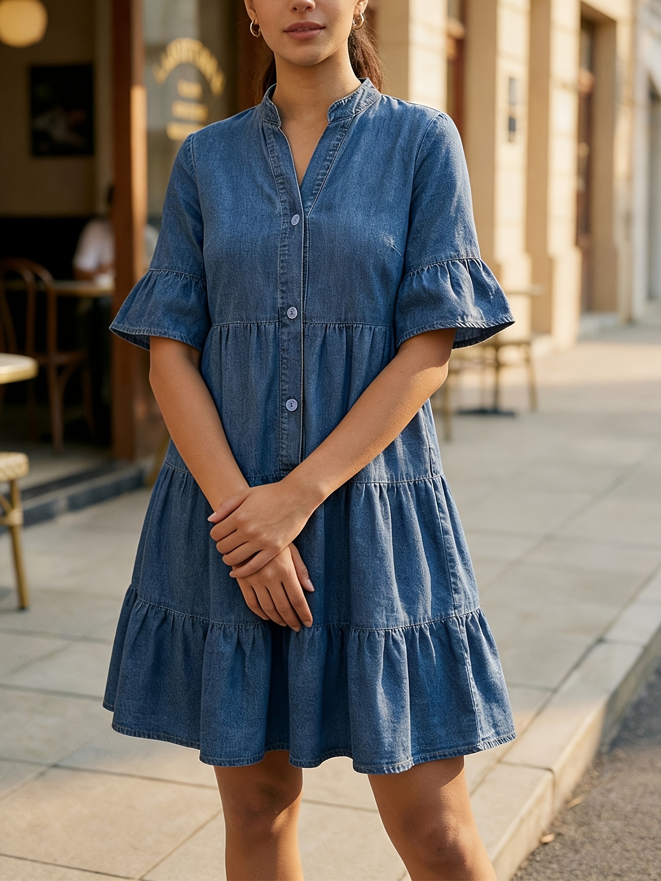 womens denim dresses sold on Temu United States