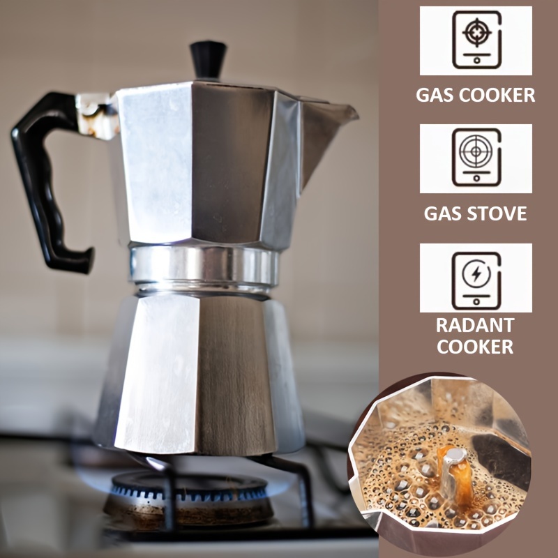 

1pc - Stovetop Espresso Maker - And Full- Coffee With -touch , , And Aluminum Pot Construction For