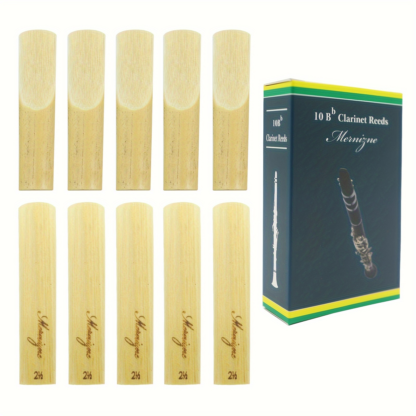 

10pcs Premium Bb Clarinet Reeds, Strength 2.5, Handcrafted From & Uniform Traditional Reed Whistles, Tone - Includes Individual Plastic Case For , Clarinet Accessories