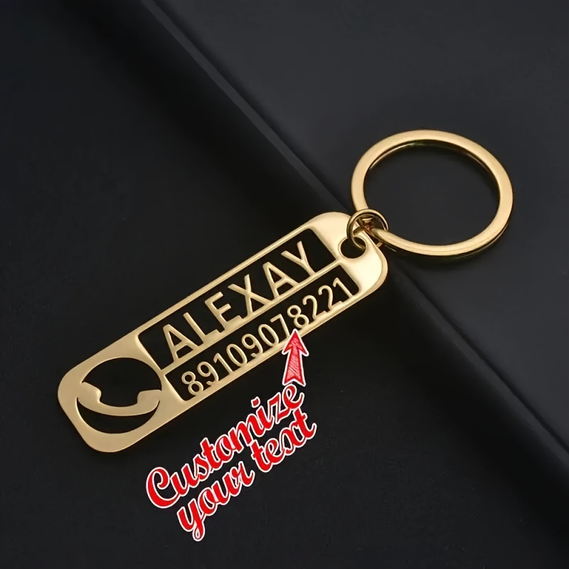 Personalized Stainless Steel Keychain, Custom Name & Message