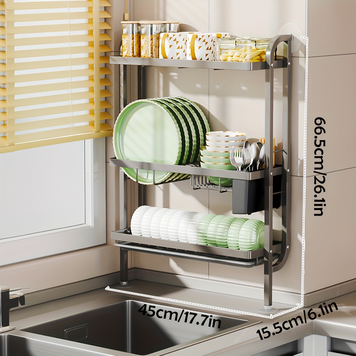 metal dish rack tier wall mounted kitchen shelf easy clean