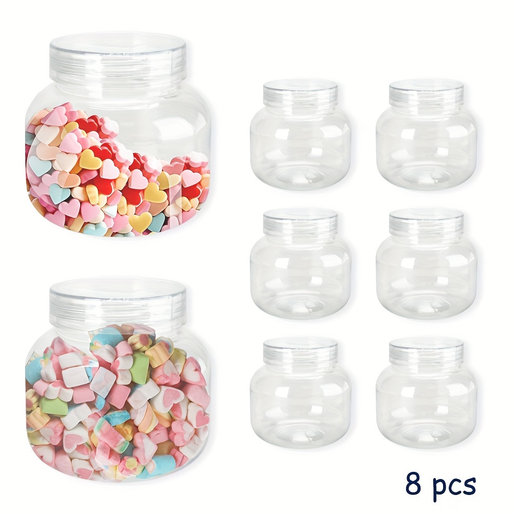 

8pcs 11.84oz Sealed Plastic Jars For Candy, Nuts, Tea, Coffee, Spices & Salt - Kitchen Organization & Party Favors